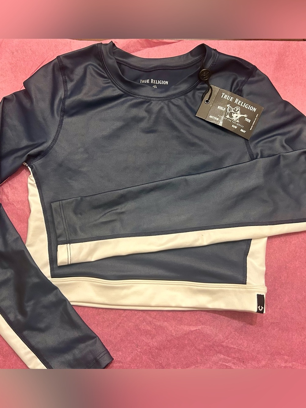 True Religion Navy and White Performance Pullover